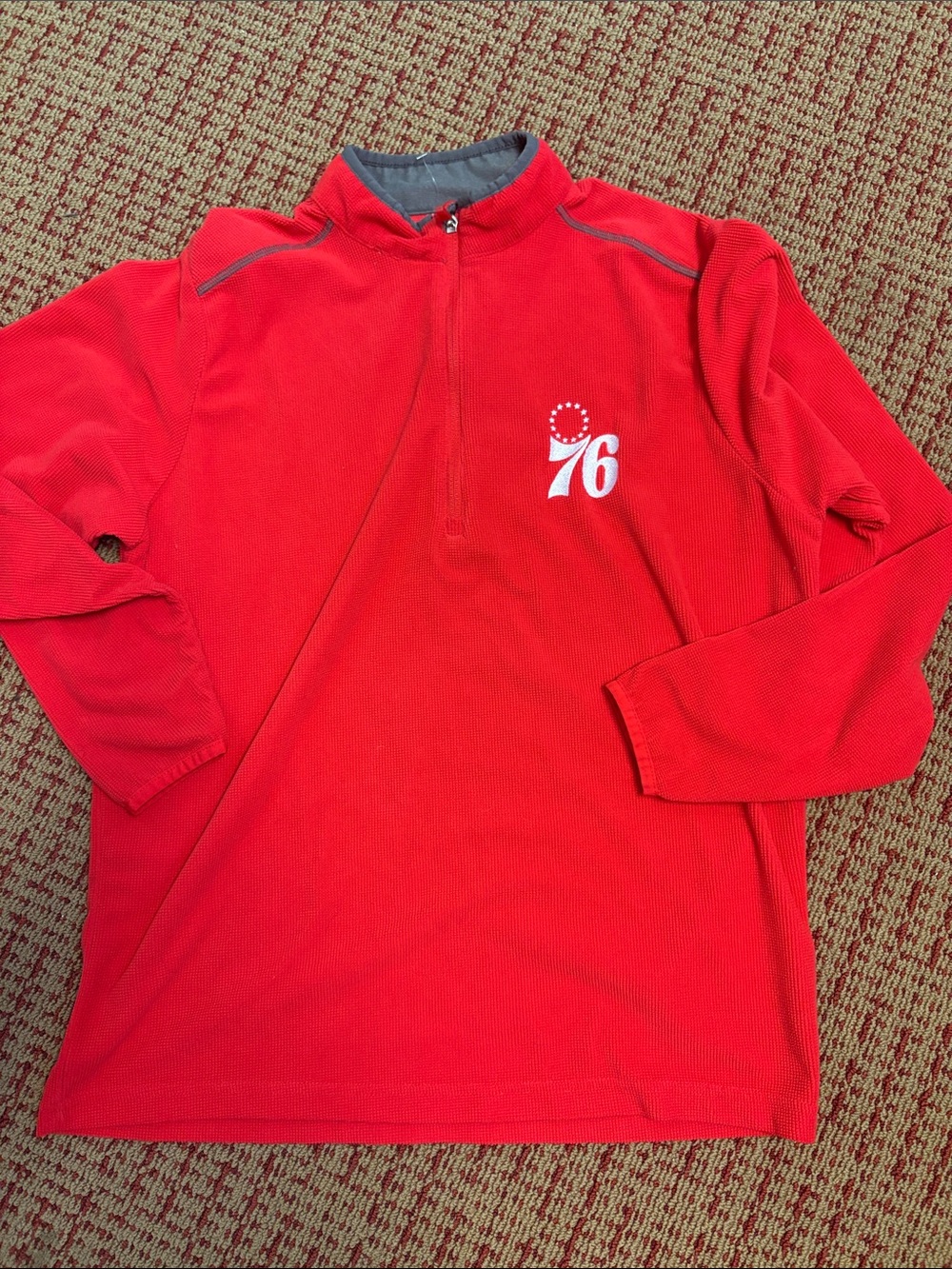 Philadelphia 76ers Antigua Red Quarter Zip Pullover